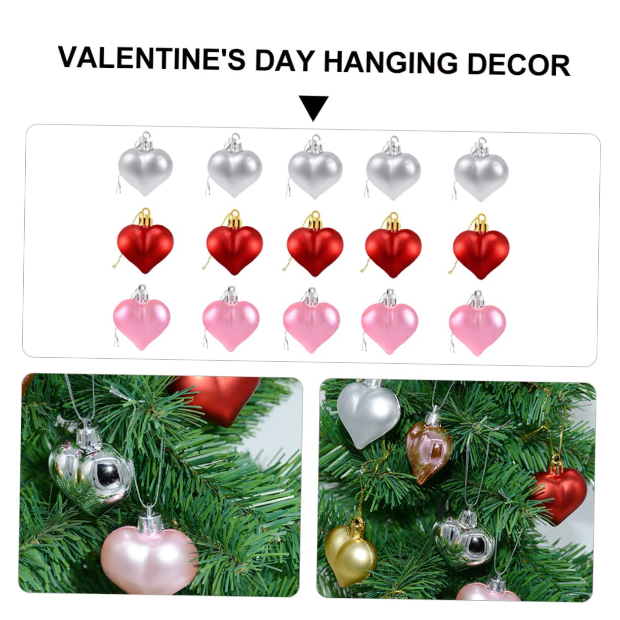 Abaodam 108stücke Teiliges Herzform Kugel Für Valentinstag Und Weihnachten Bunte Dekorationen Für Hochzeiten Und Zuhause Rot Silber