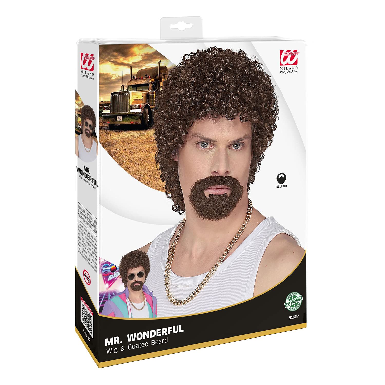Widmann 51637 - Mr. Wonderful Wig Brown with Goat Beard, 80s, Theme Party, Carnival - Image 2