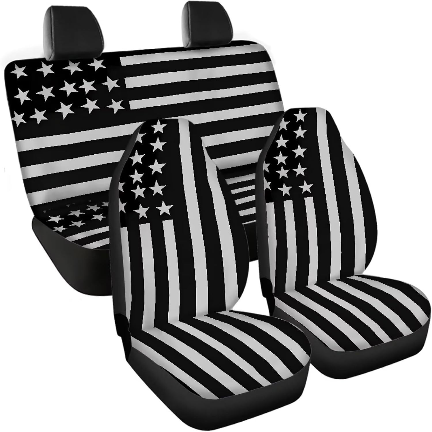 SEANATIVE Black American Flag Car Seat Covers Stain Resistant Split Bench Seat Covers for Cars, Auto Interior Cover Seat Protectors, Easy to Install