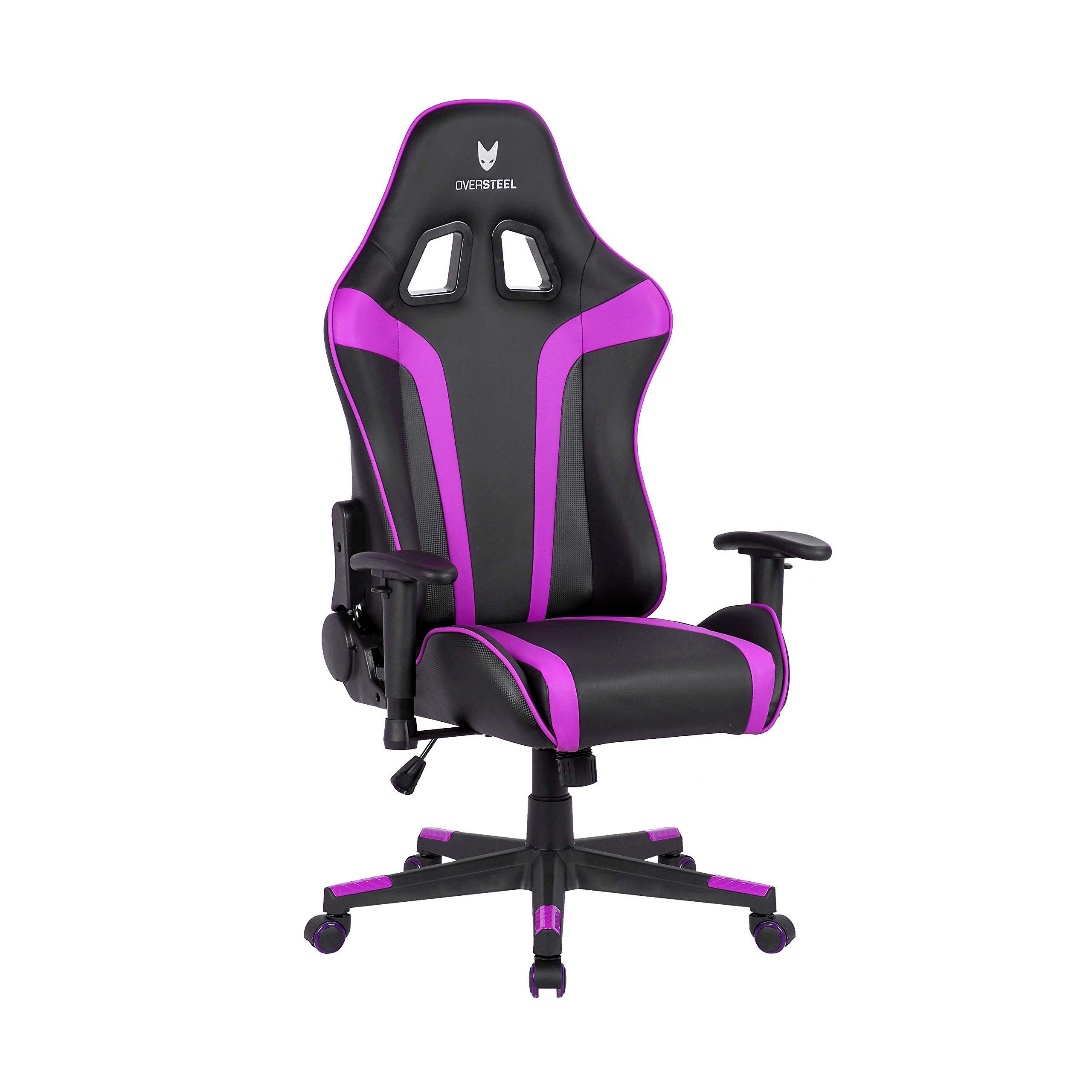 Oversteel - ULTIMET Chaise de gaming professionnel en simili cuir, accoudoirs 2D, réglable en hauteur, dossier inclinable à 180°, piston à gaz classe 3, jusqu'à 120Kg, couleur violet