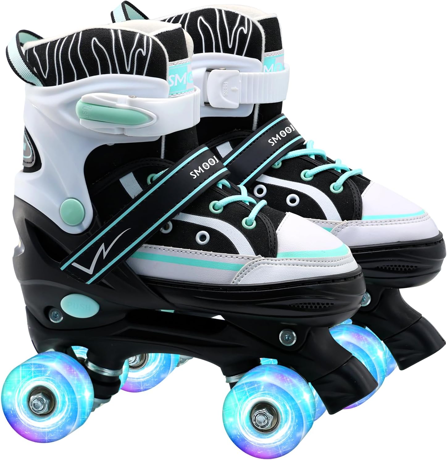 Kids Roller Skates for Boys Girls Youth, Adjustable Light-Up Canvas Quad Skate for Ages 5-8 & 8-12 Beginners' Outdoor Indoor Sports
