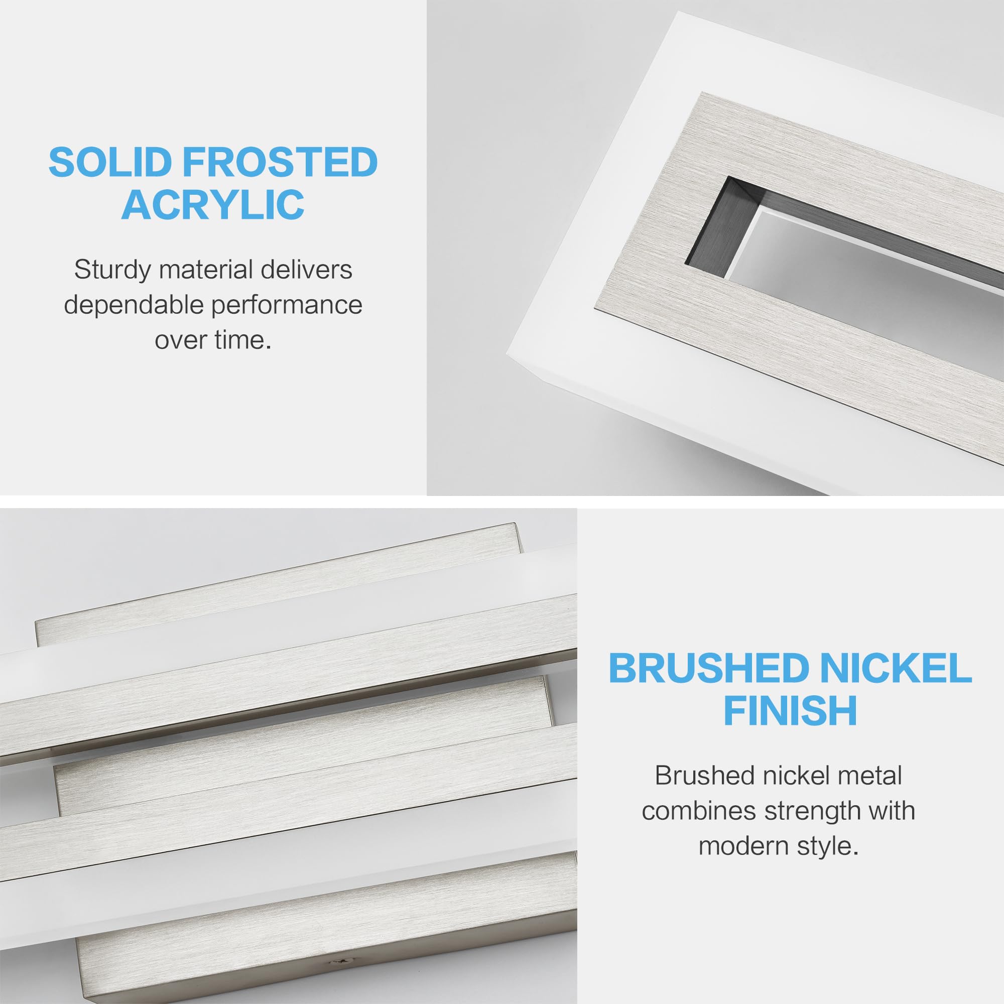 SOLFART Lumière de salle de bain LED au-dessus du miroir 61 cm Nickel brossé - 28 watts - Blanc froid - 2000 lumen - Modern - Montage mural - Suspendu - Touch - Amovible