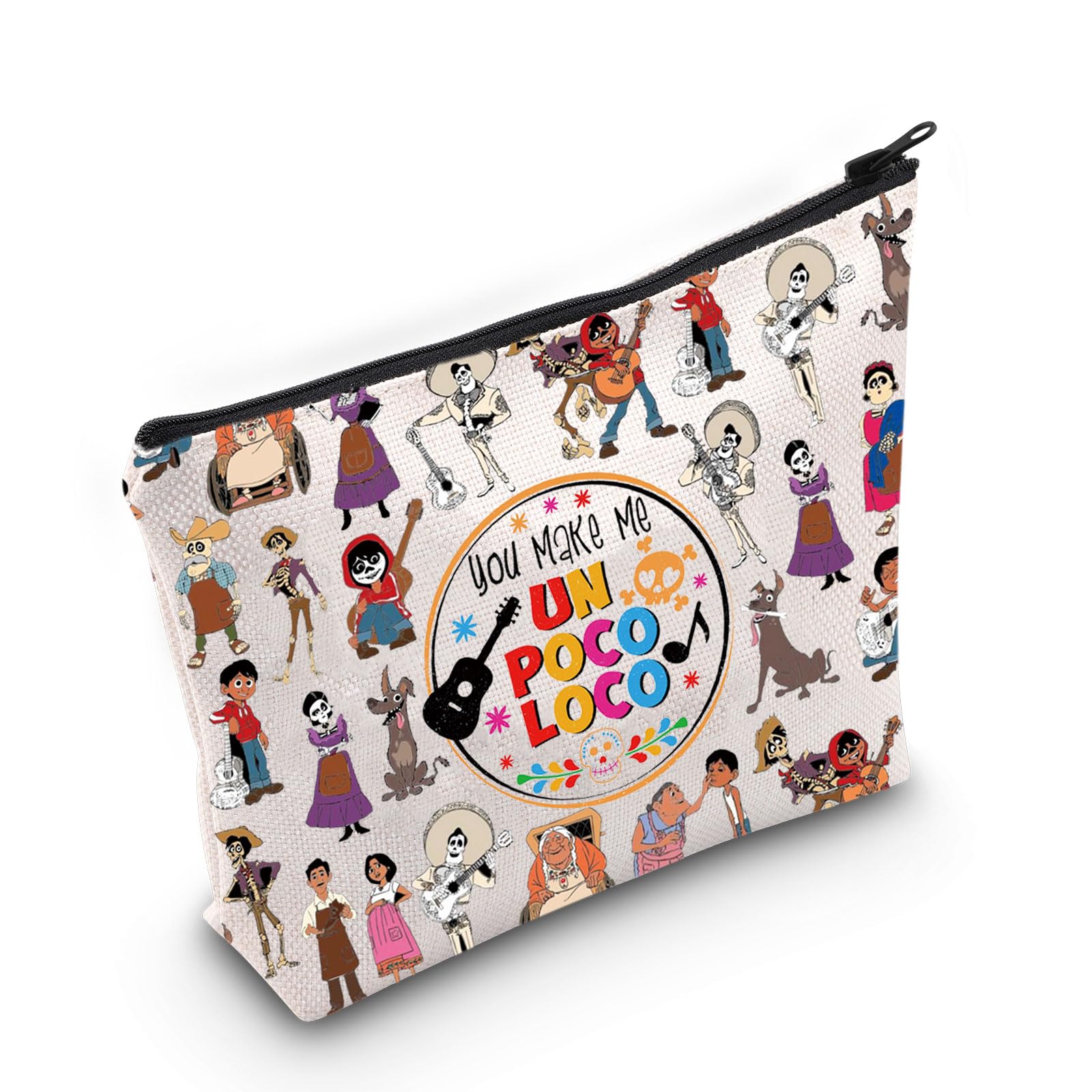 LEVLOMiguel Cosmetic Make Up Bag Cartoon Movie Fans Gift You Make Me Un Poco Loco Makeup Zipper Pouch Bag, Poco Loco Full, Makeup Bag