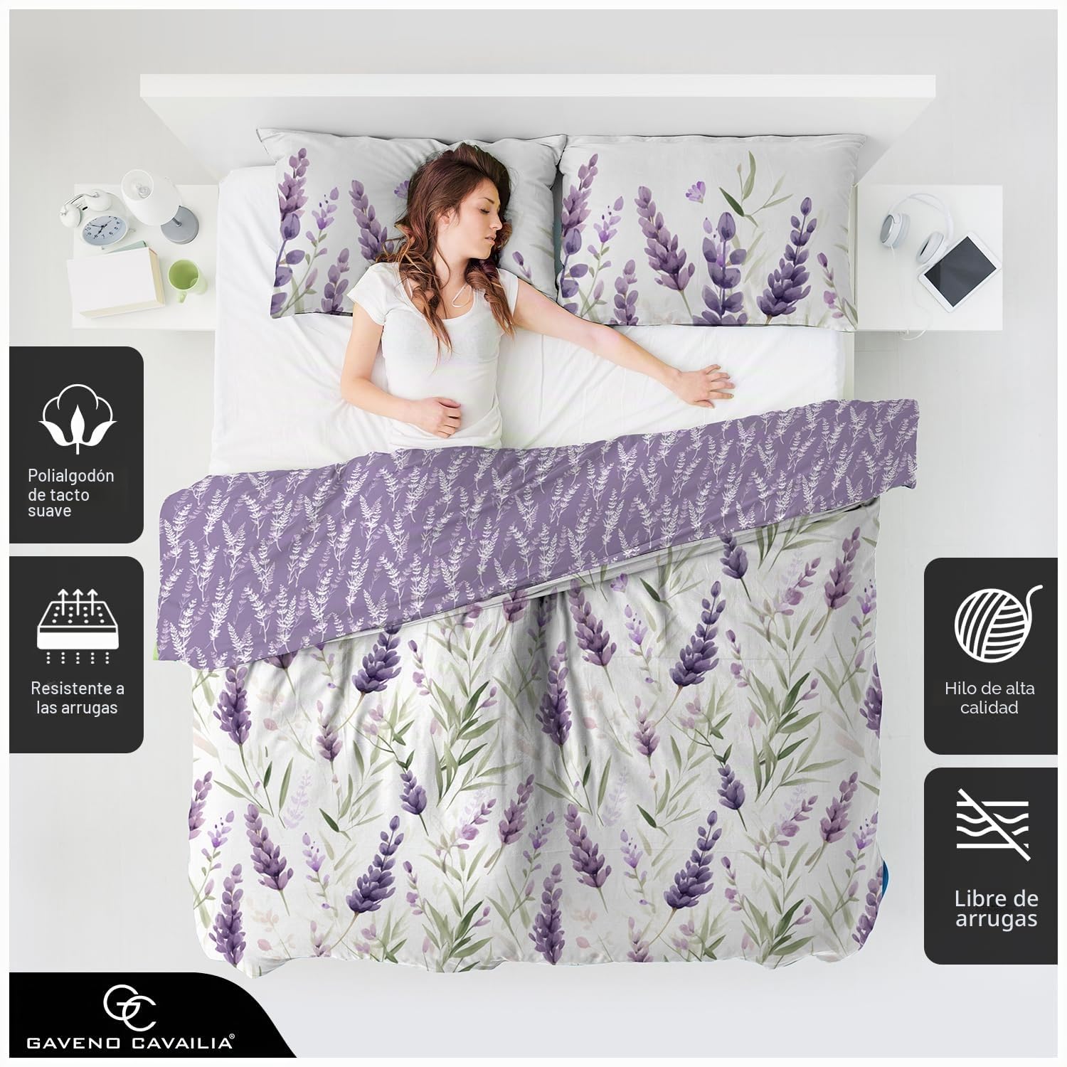 GC GAVENO CAVAILIA Juego de Funda de edredón Reversible con Fundas de Almohada, 230 x 220 cm, Color Blanco