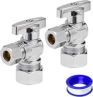 Vista 12 de Válvula de Parada Recta Pex de 1/2", Válvula de Cierre para Lavabo e Inodoro, Paquete de 2 Válvulas de Parada Recta Giratorias 3/8" DE Compresión X