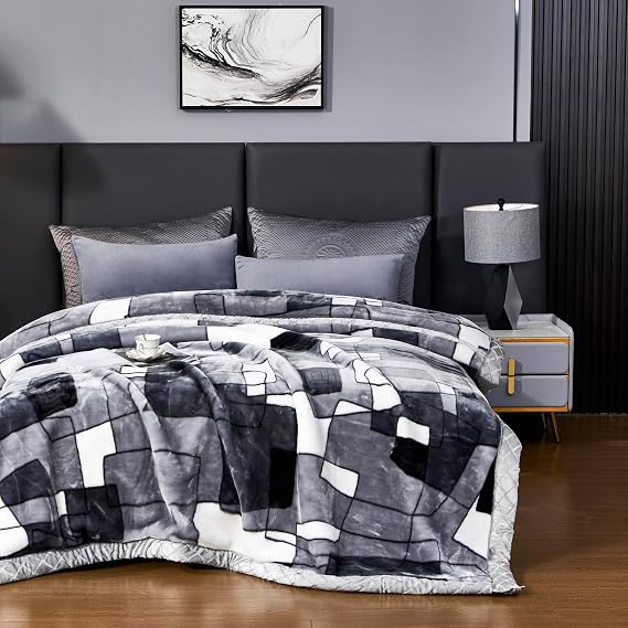 LGYKUMEG Heavy Korean Mink Blanket King Size, 2 Ply Reversible Raschel Bed Blanket,Warm Blanket for Autumn Winter,200230Cm 4Kg,Suitable for Bed, Sofa, Outdoor, Car, Etc.,F,200 * 230cm