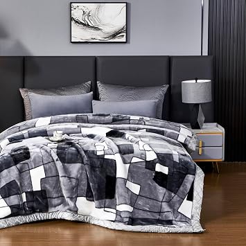 LGYKUMEG Heavy Korean Mink Blanket King Size, 2 Ply Reversible Raschel Bed Blanket,Warm Blanket for Autumn Winter,200230Cm 4Kg,Suitable for Bed, Sofa, Outdoor, Car, Etc.,F,200 * 230cm