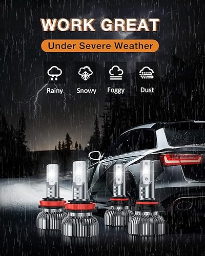 Miniatura 6 de Nilight Bombillas LED 9005HB3 H11H9H8, combo de bombillas antiniebla de haz alto y bajo, 6000 K blanco frío IP67, Plug and Play, paquete de 4