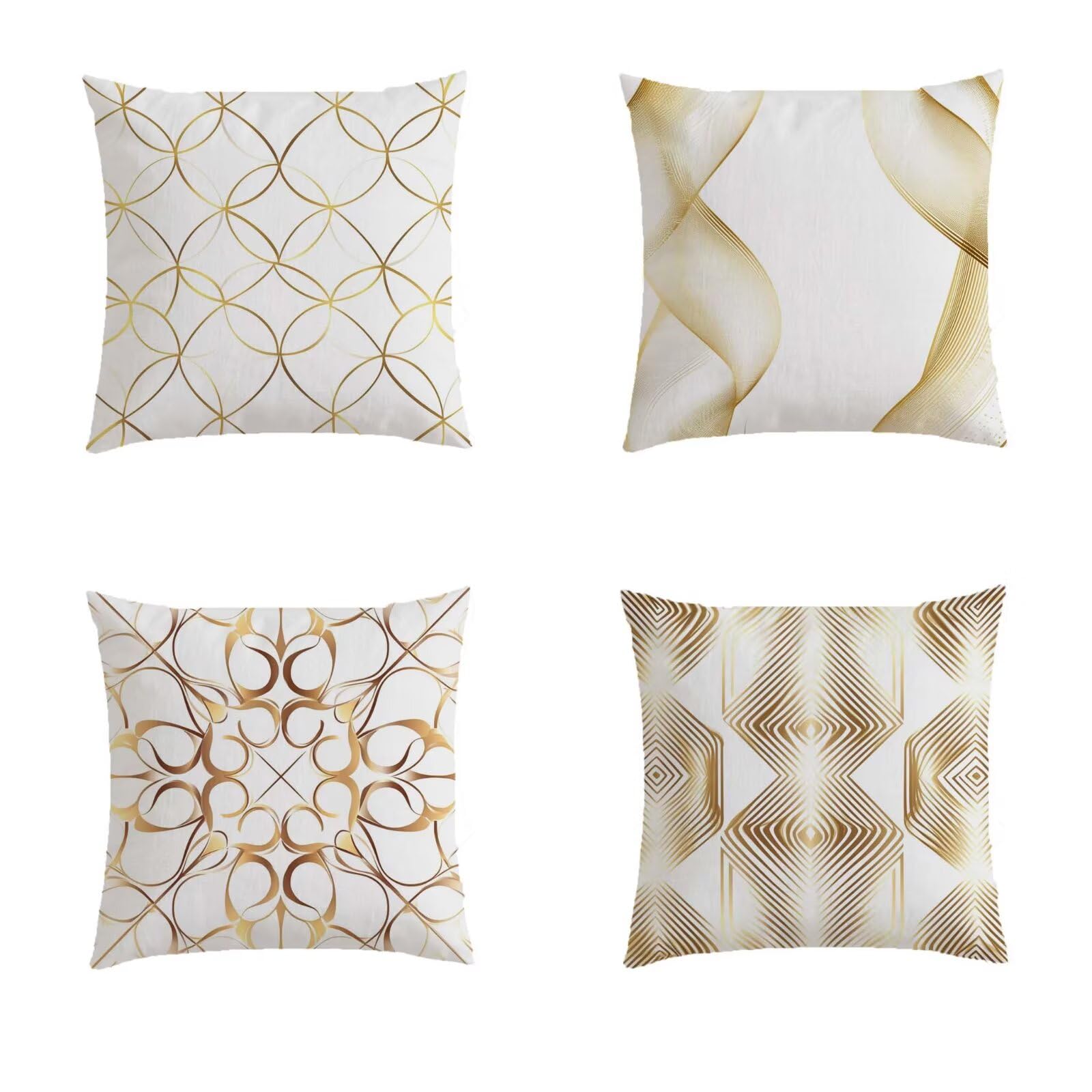 Taie d'oreiller et housse de coussin déco en lin motif abstrait pour mobilier extérieur S305