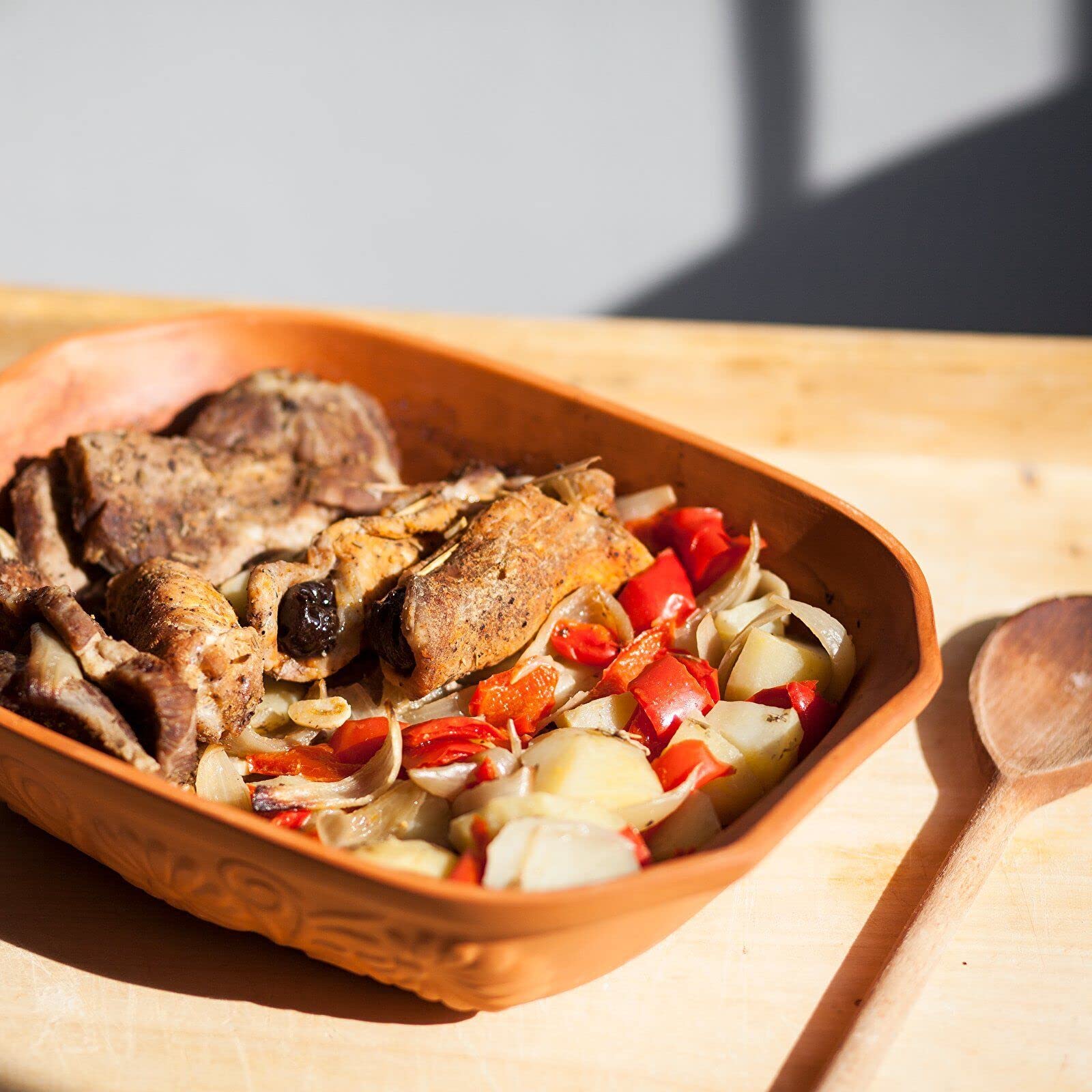 AlcoFermBrew Plat de Cuisson en Argile 4L - Ustensiles de Cuisine en Argile