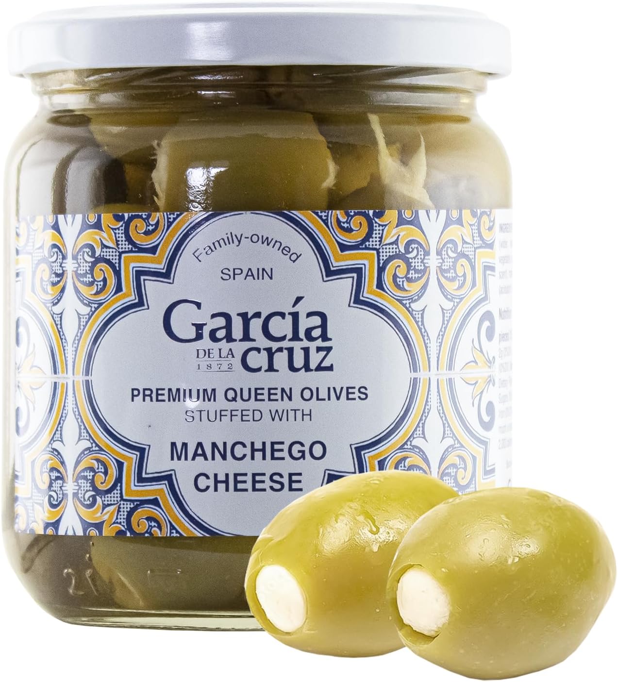 Manchego Cheese Stuffed Olives, Garcia de la Cruz, 14 oz
