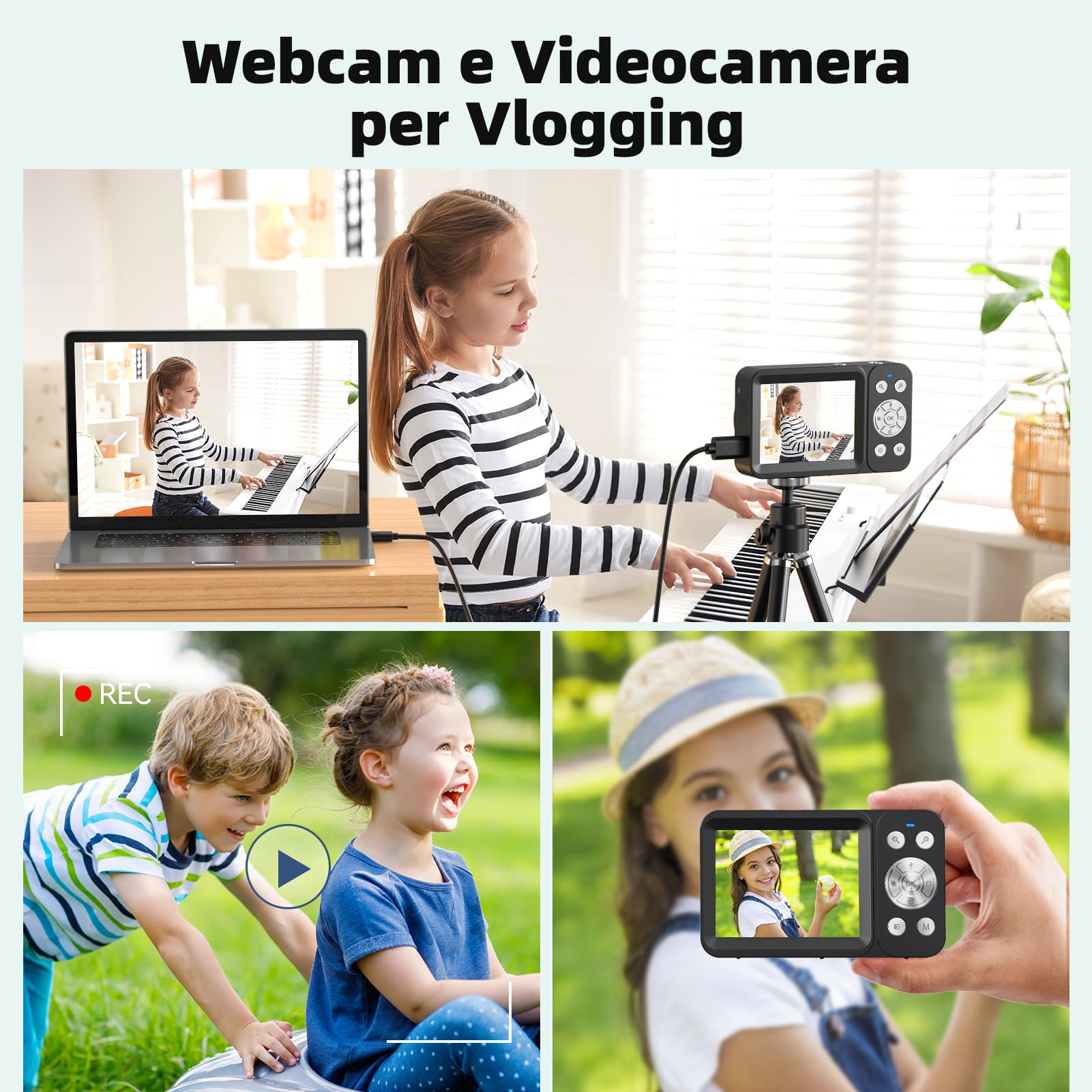 Macchina Fotografica Digitale 4K 64MP Fotocamere Digitali Compatte 18X Zoom Fotocamera Digitale con Scheda 64GB con 2 Batteries,2 Schermi Per Bambini Studenti Principianti, Nero
