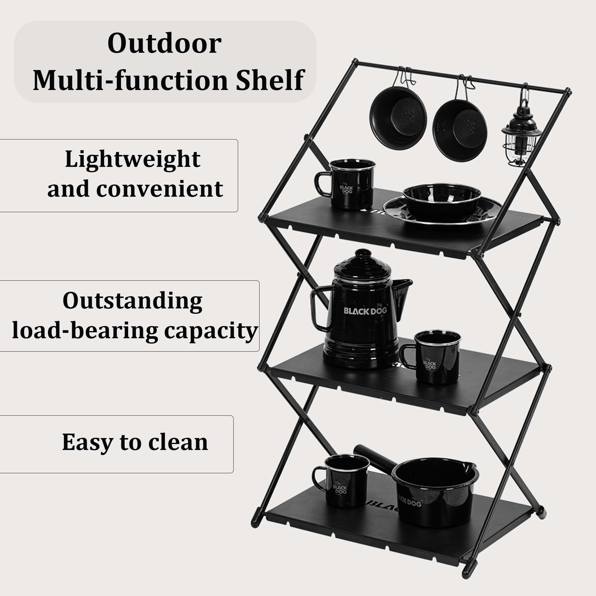 windhike Blackdog Table Pliante Multifonction à 3 étagères, 2,1 kg, Structure Triangulaire, Haute capacité de Charge, en Alliage d'aluminium, Table Pliante Portable IGT pour Camping en Plein air