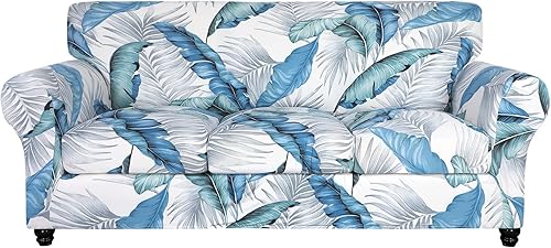 Miniatura 34 de SearchI Funda Elástica para Sofá con Estampado Fundas para Sofá, Patrón Floral Funda para Sillón de 2 Piezas con Funda de Cojín de Silla Separada,