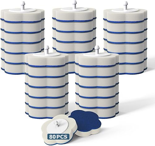 Miniatura 8 de Cepillo desechable para inodoro juego de cepillo y soporte con 40 recambios de varita y mango extendido, sistema de limpieza de inodoro para