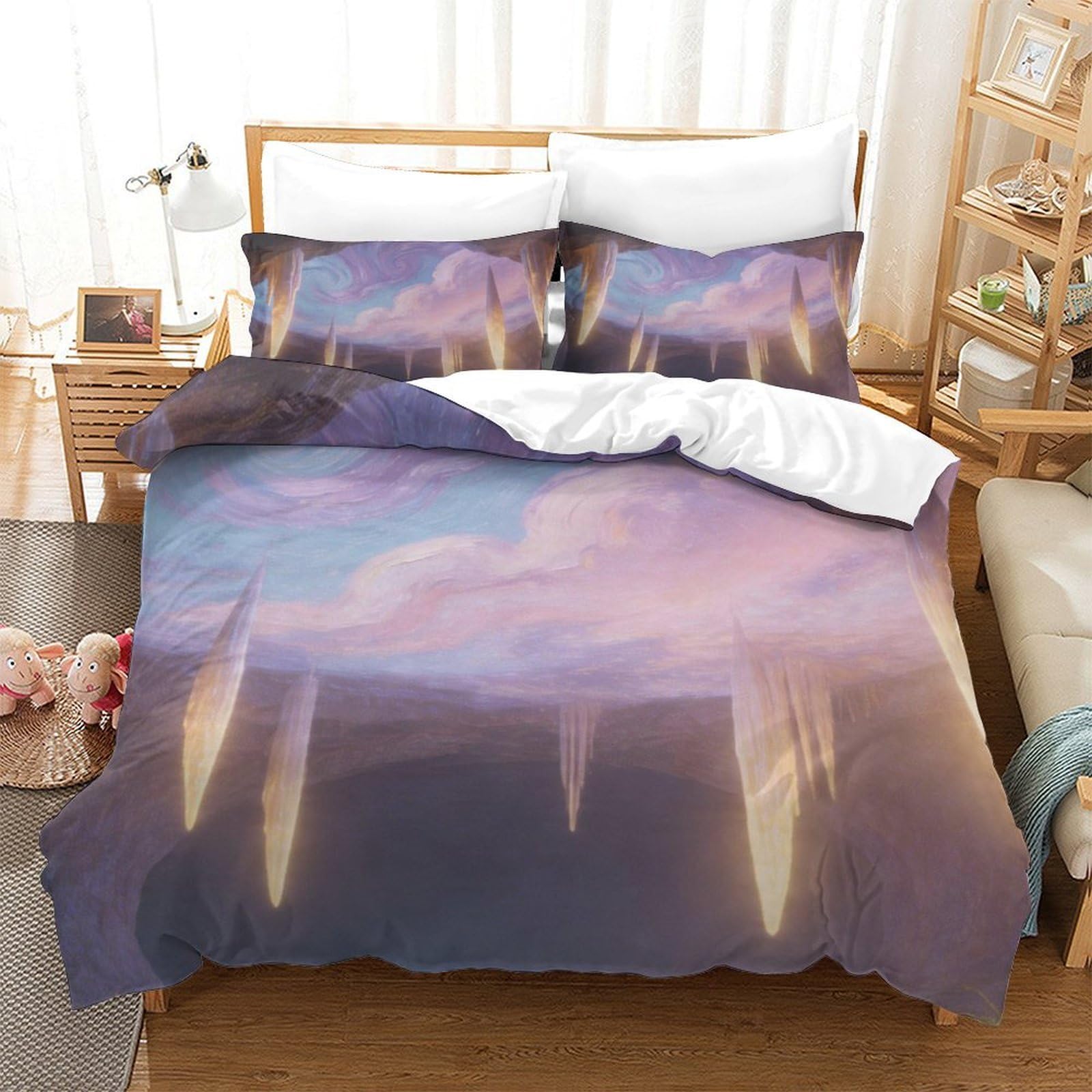 Couverture de couette nuages montagne douce et respirante en microfibre single 135x200cm pour lit