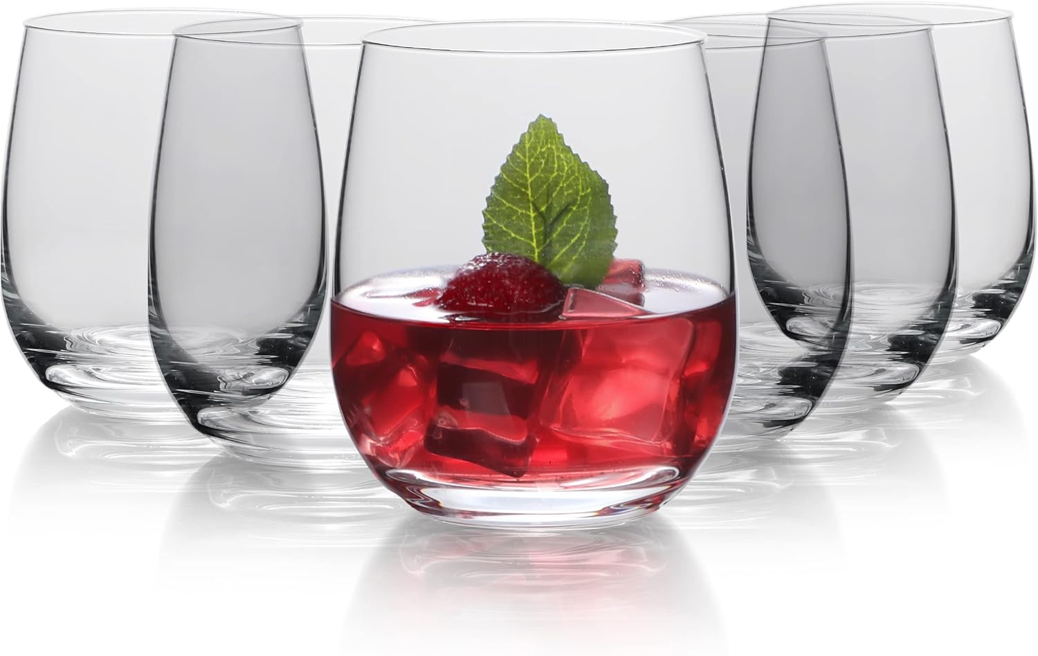 TABLE 12 15.5-Ounce Beverage Glasses, Set of 6, Lead-Free Crystal, Break Resistant (ONLY 6 CUPS IN BOX)