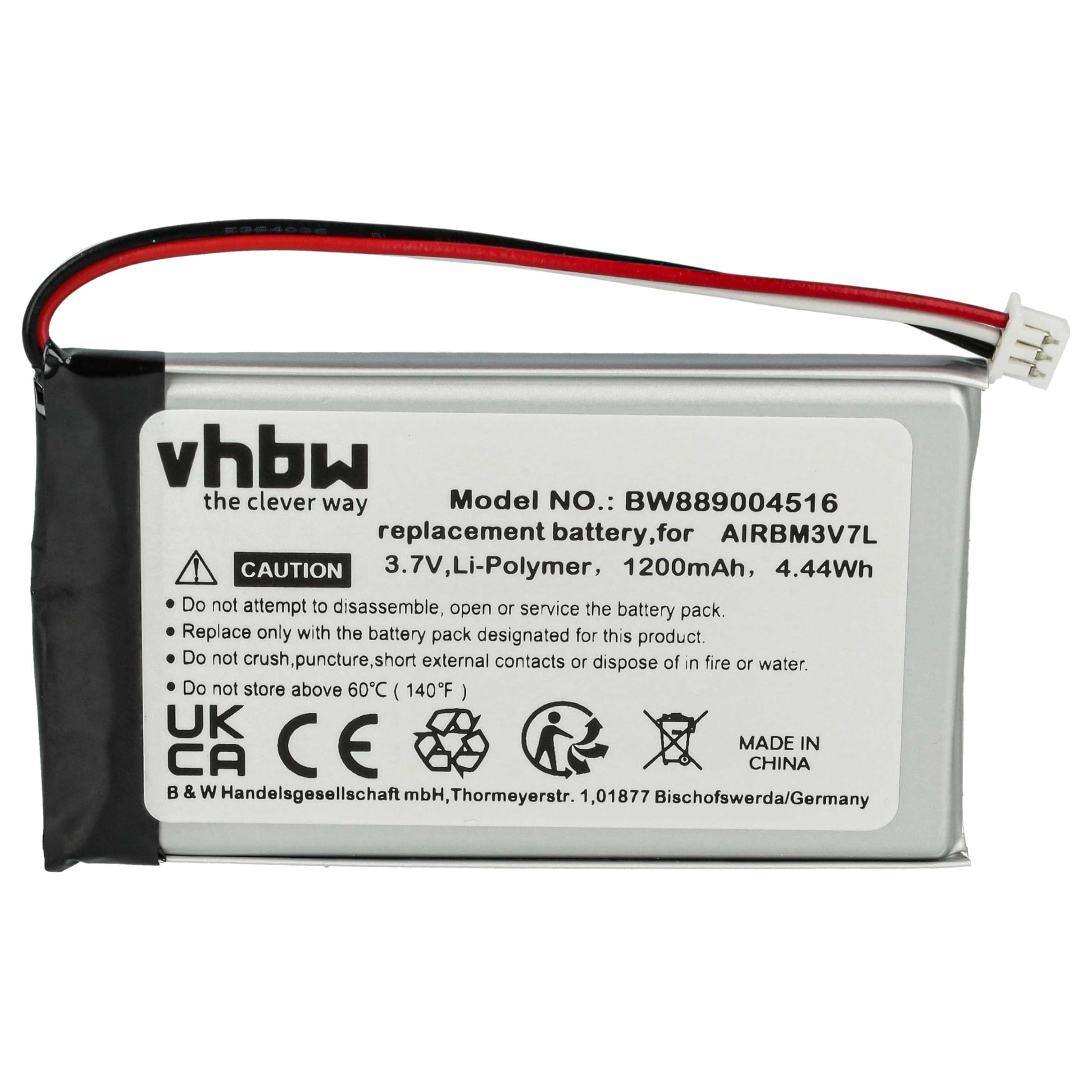 vhbw batteria sostituisce Autec R0BATT00E0018 per Radiocomando Industriale, Telecomando (1200mAh, 3,7V, Li-Poly, senza custodia)