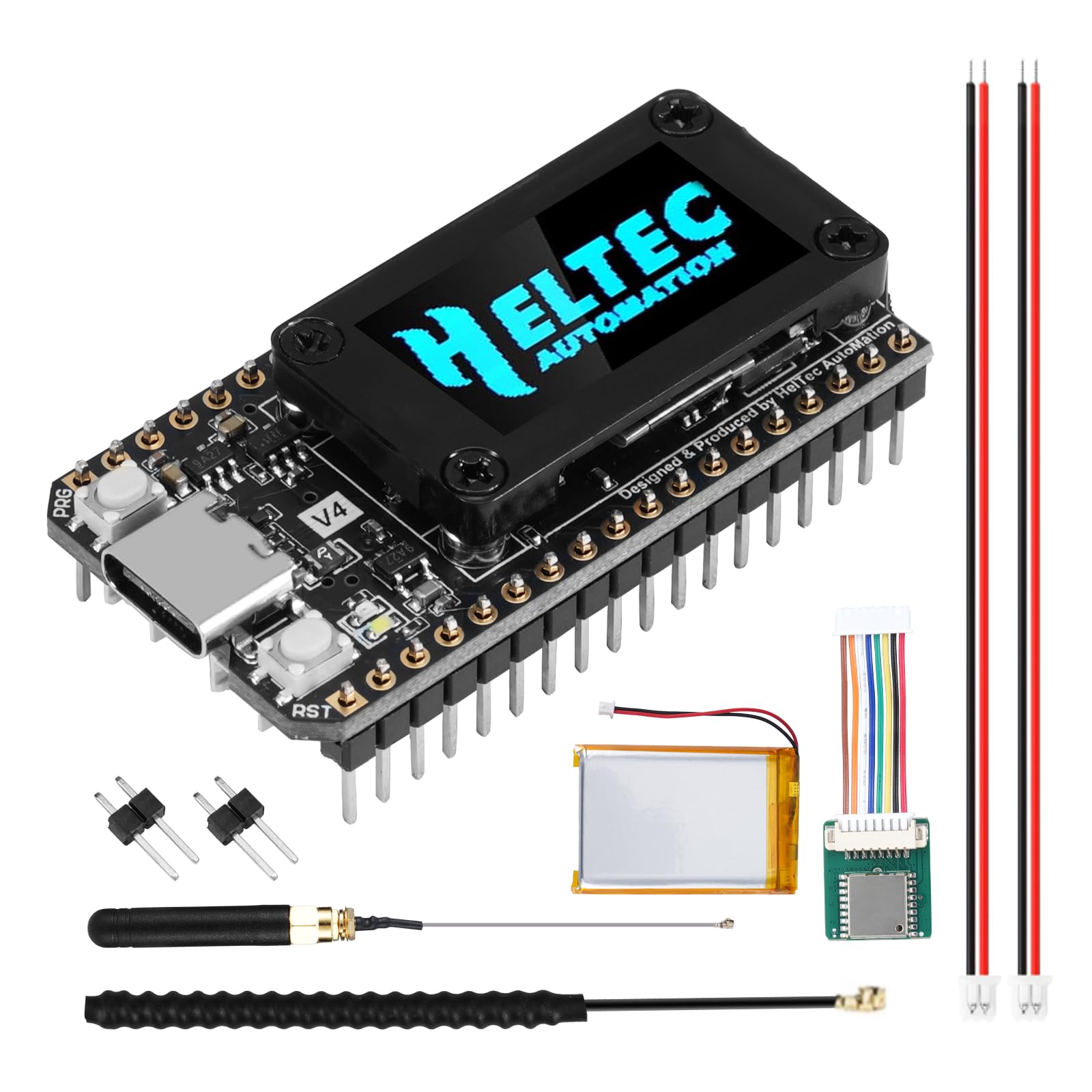 RUIZHI LoRa ESP32 V4 WiFi Bluetooth Module avec Meshtastic LoRa ESP32 avec GPS / 868 MHz Antenne et 3000 mAh Akku 0.96″ OLED Display 1262 Chip ESP32-S3R2 MCU 16M Flash Compatible avec Arduino Meshtast
