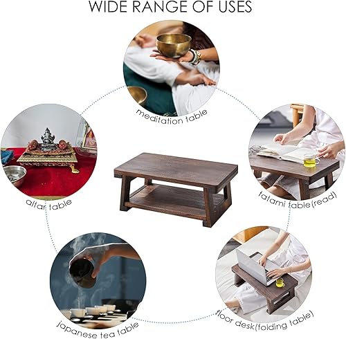 Miniatura 7 de Mesa baja plegable para sentarse en el suelo, mesa de meditación y altar para espiritual, mesa de muebles japoneses para sentarse en el suelo,