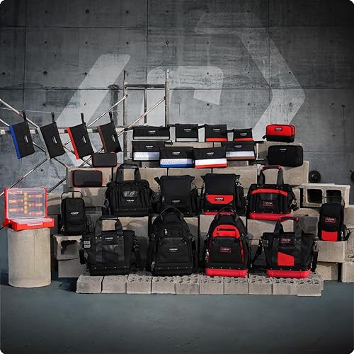 Miniatura 9 de Bolsa de herramientas con cremallera, 10 x 6 pulgadas, compartimentos duales, bolsa de herramientas pequeña resistente, organizador de