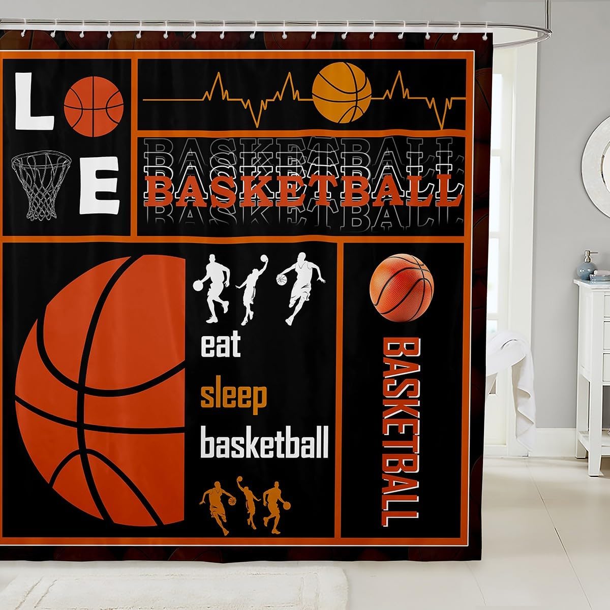 American Football Shower Curtain,Rugby Sports Player Bathroom Curtain Kids Boys Teens Adults Bathroom Decor,Ball Gamer Bath Curtain,Rugby Helmets Red White Waterproof Curtain,12 Hooks,72" Wx72 L image 5