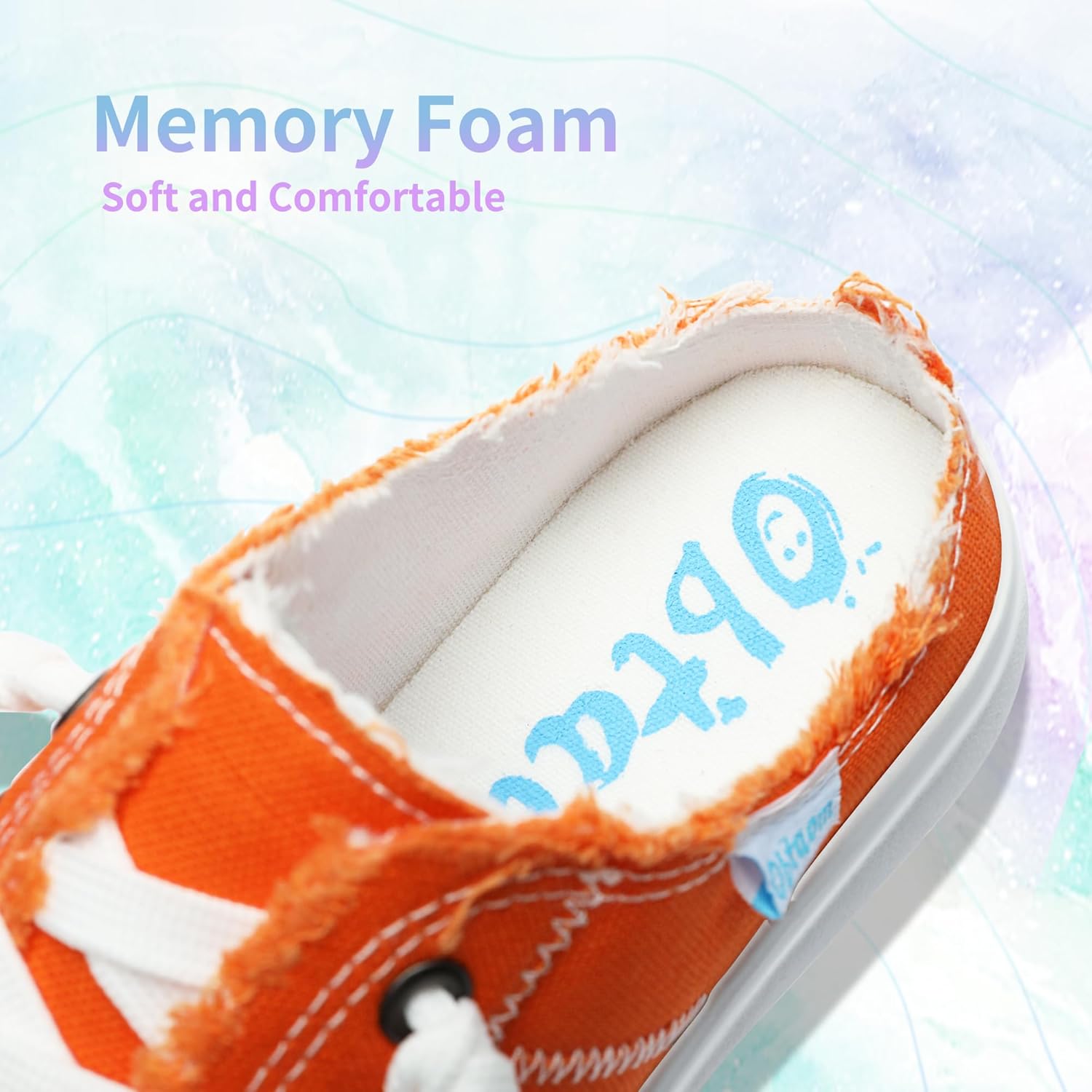 Obtaom Women Canvas Mules Memory Foam Clipper Fashion Sneakers Comfortable Slip-On Mule Backless Holiday Shoes - Image 7