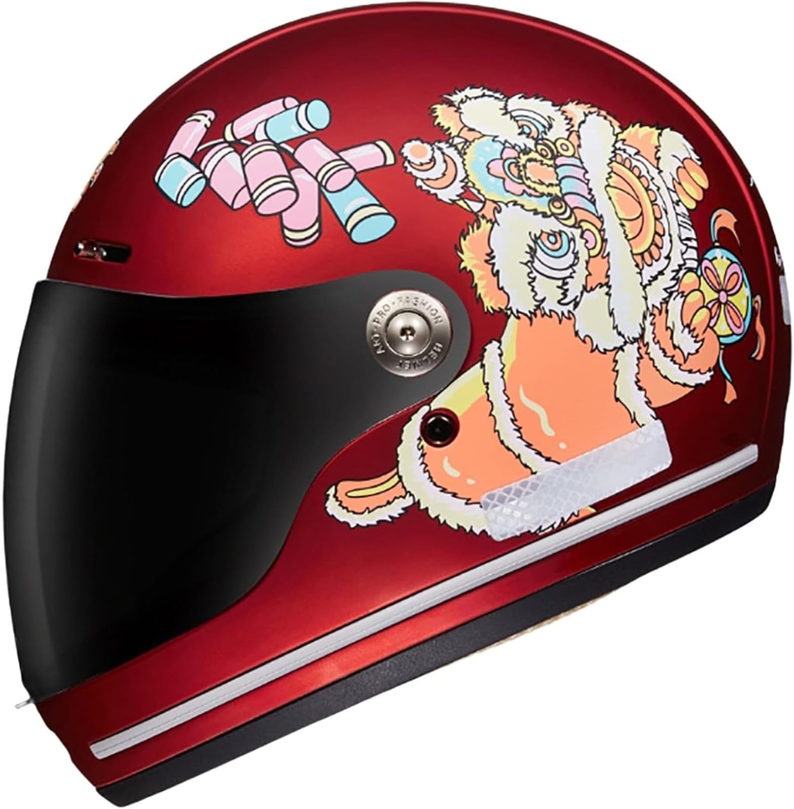Kask motocyklowy dziecięcy, kask kreskówkowy dla chłopców i dziewcząt, kask integralny dla dzieci, odpowiedni do rowerów elektrycznych, motocykli i skuterów, homologacja ECE. 10,(46-52 cm)