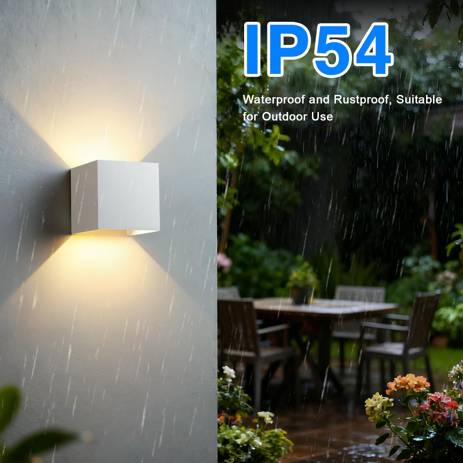 ERWEY 2 pezzi Lampada da parete a LED bianco caldo 12W Lampade da parete impermeabili con angolo di emissione regolabile IP54 Illuminazione a LED da parete per interni ed esterni, bianco