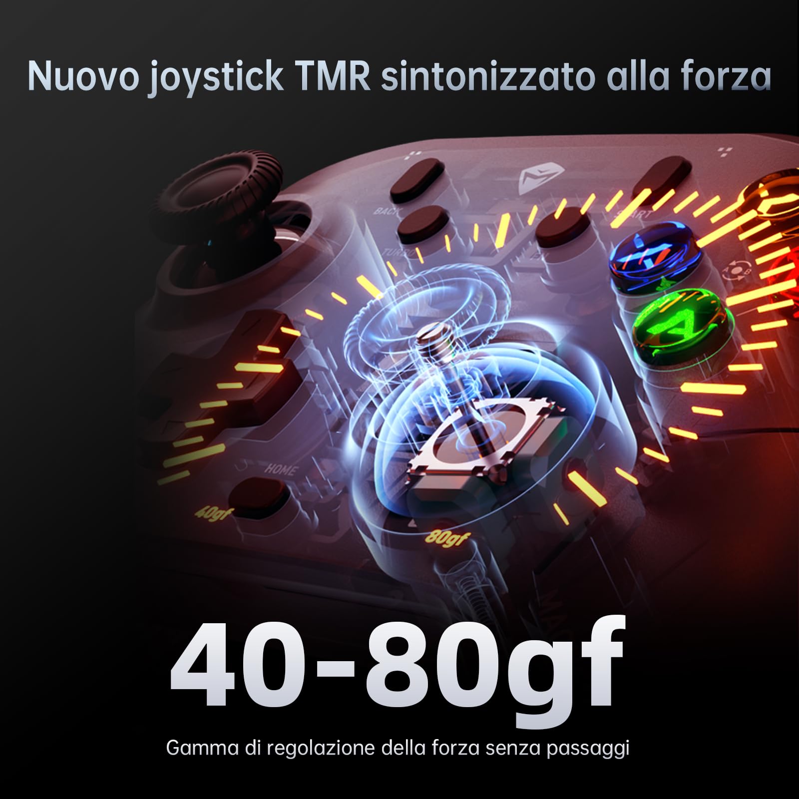 Machenike G6V2 Controller, 2 motori a bobina mobile HD, joystick TMR con coppia regolabile, 2 trigger TMR, pulsanti ABXY facilmente intercambiabili, 4 pulsanti programmabili, 1000 Hz, 1200 mAh, Rosso