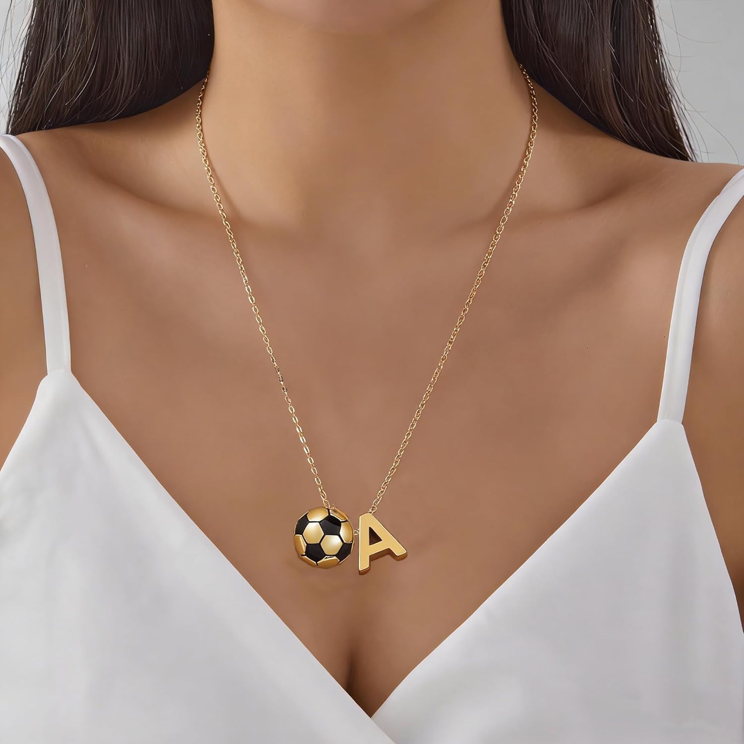 Roselover Soccer Initial Letter Necklace Volleyball Letter Pendant Necklace Golden Soccer Necklace Jewelry Christmas Birthday Fashion Jewelry Gift for Women Girlfriend Daughter - Image 5