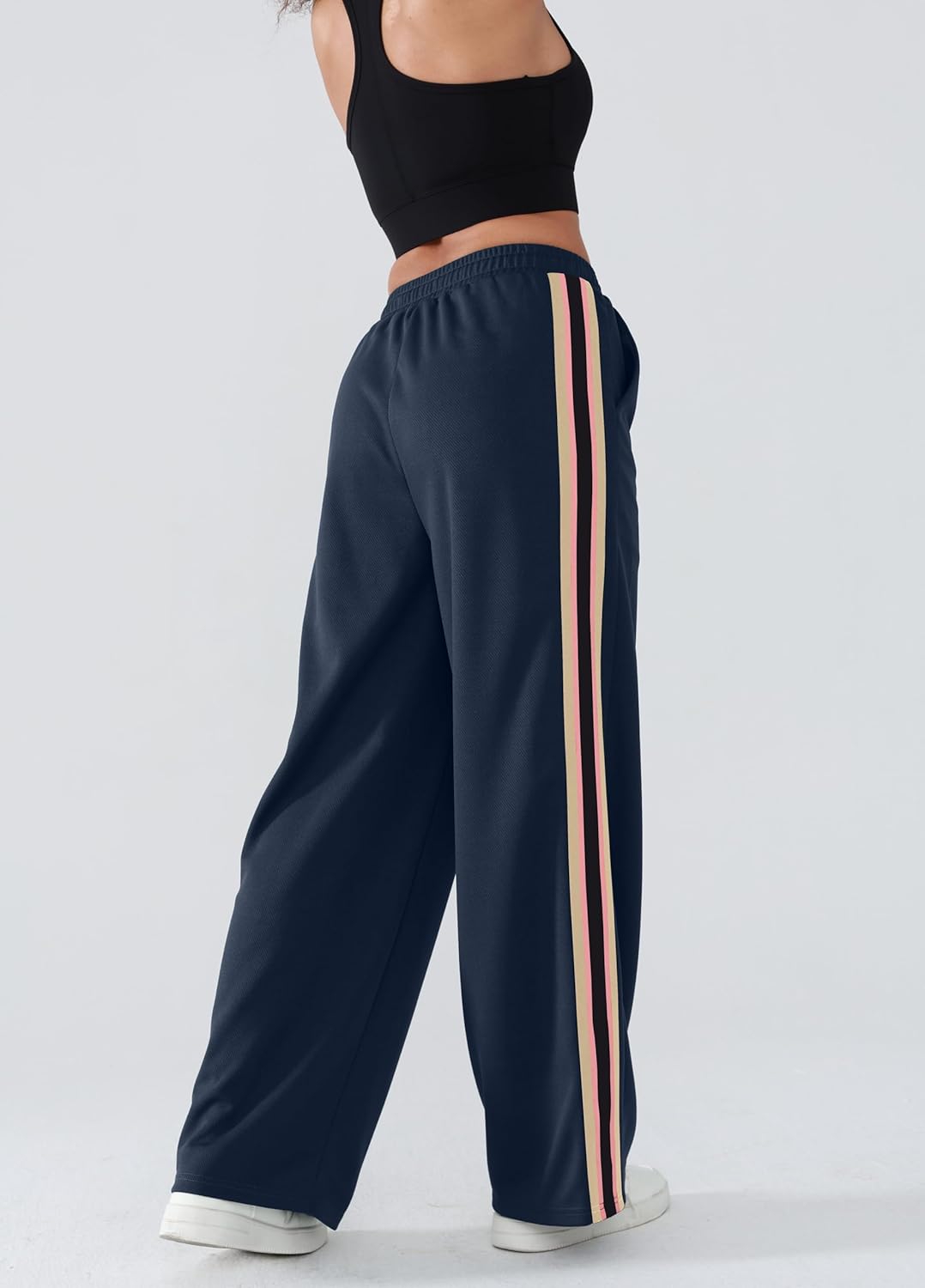 Women's Wide-Leg Track Pants with Pockets - High Waist Athletic Pants, Quick-Dry Lightweight Straight Leg Pants - Image 2