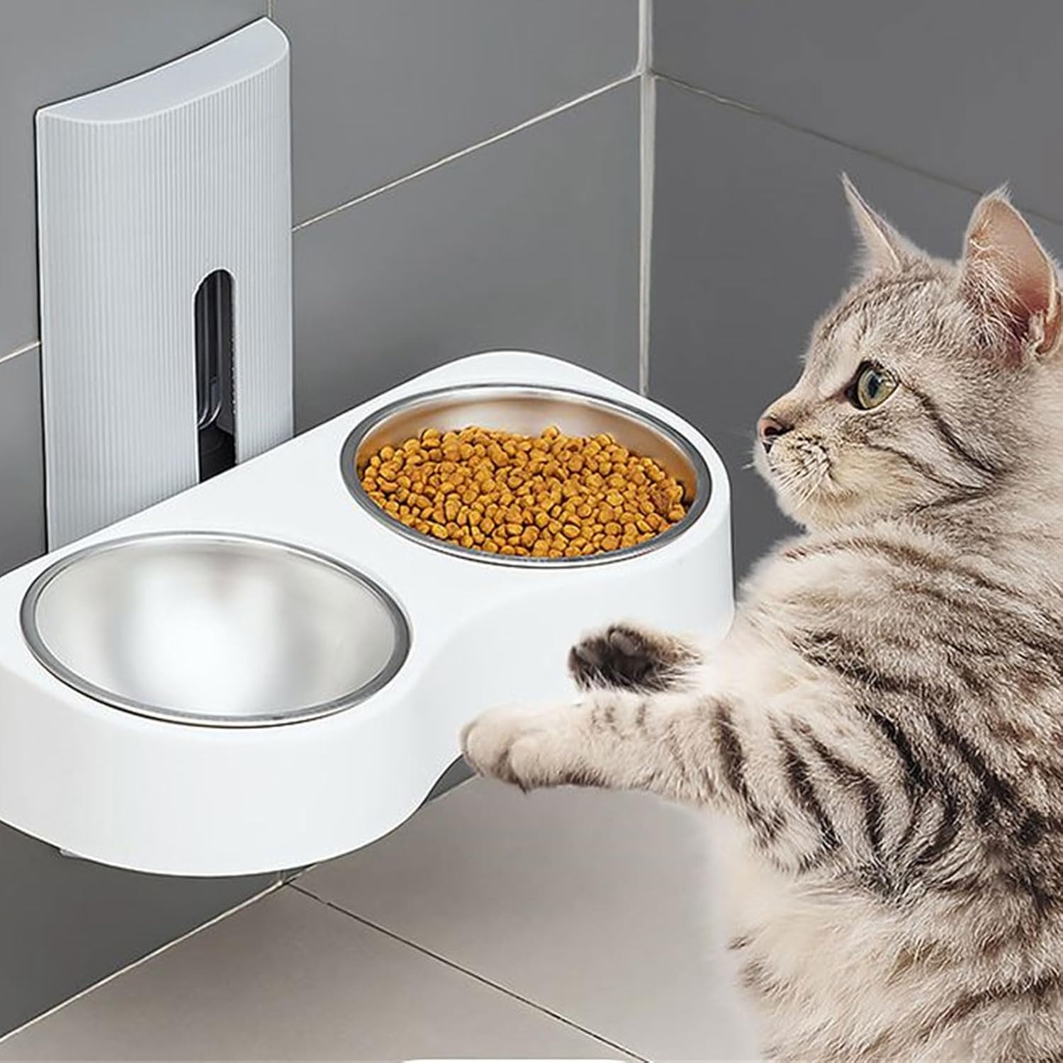 Detachable Cats Watering Eatting Bowl Double Pet Wall Mounted for Dog Watering Feeding Automatic Water Dispenser for Small Wall Mounted Water Dispenser for Small