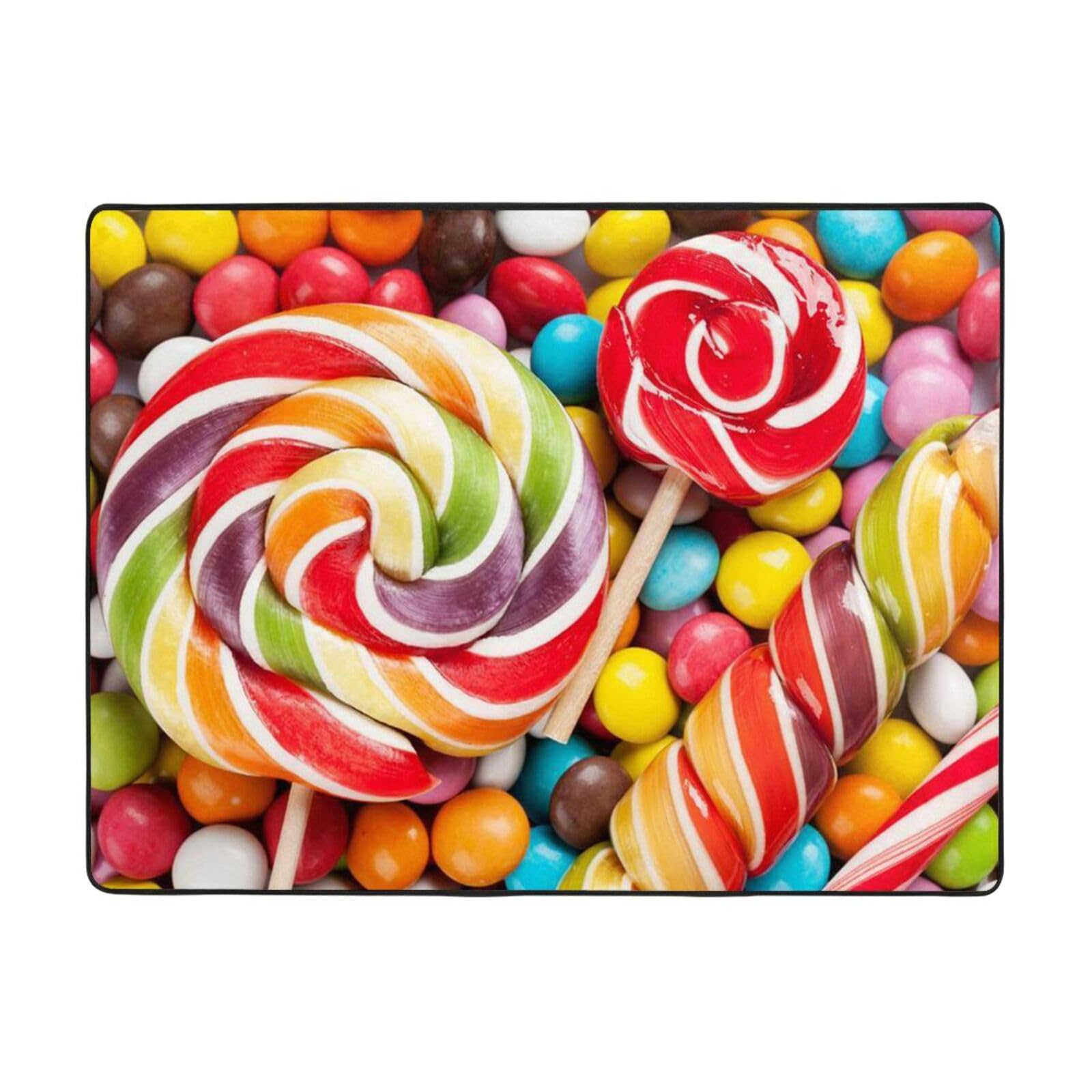 Tapis lavable antidérapant pour salon et chambre motif sucettes 160x122