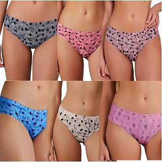 FITME Combo Pack of 6 Women's Cotton Hipster Innerwear Panties Assorted Briefs with Elastic Inner Wear Multicolor (in, Alp... Price In India