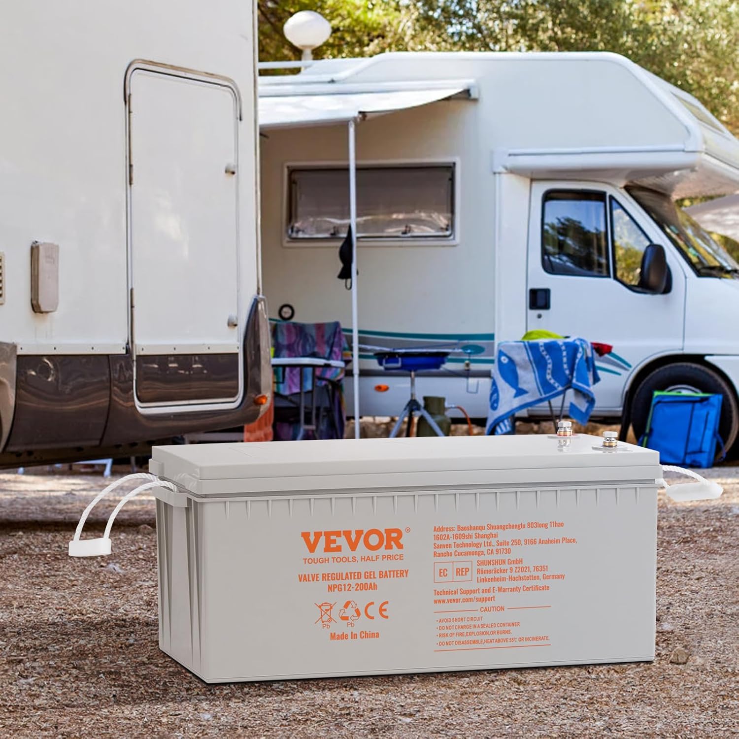 VEVOR Deep Cycle Battery, 12V 200 AH Rechargeable AGM Marine Battery, Designed for RV Solar Off-Grid Use, UPS Backup, Deep Cycle Marine Battery with a Self-Discharge Rate, 1400A Current