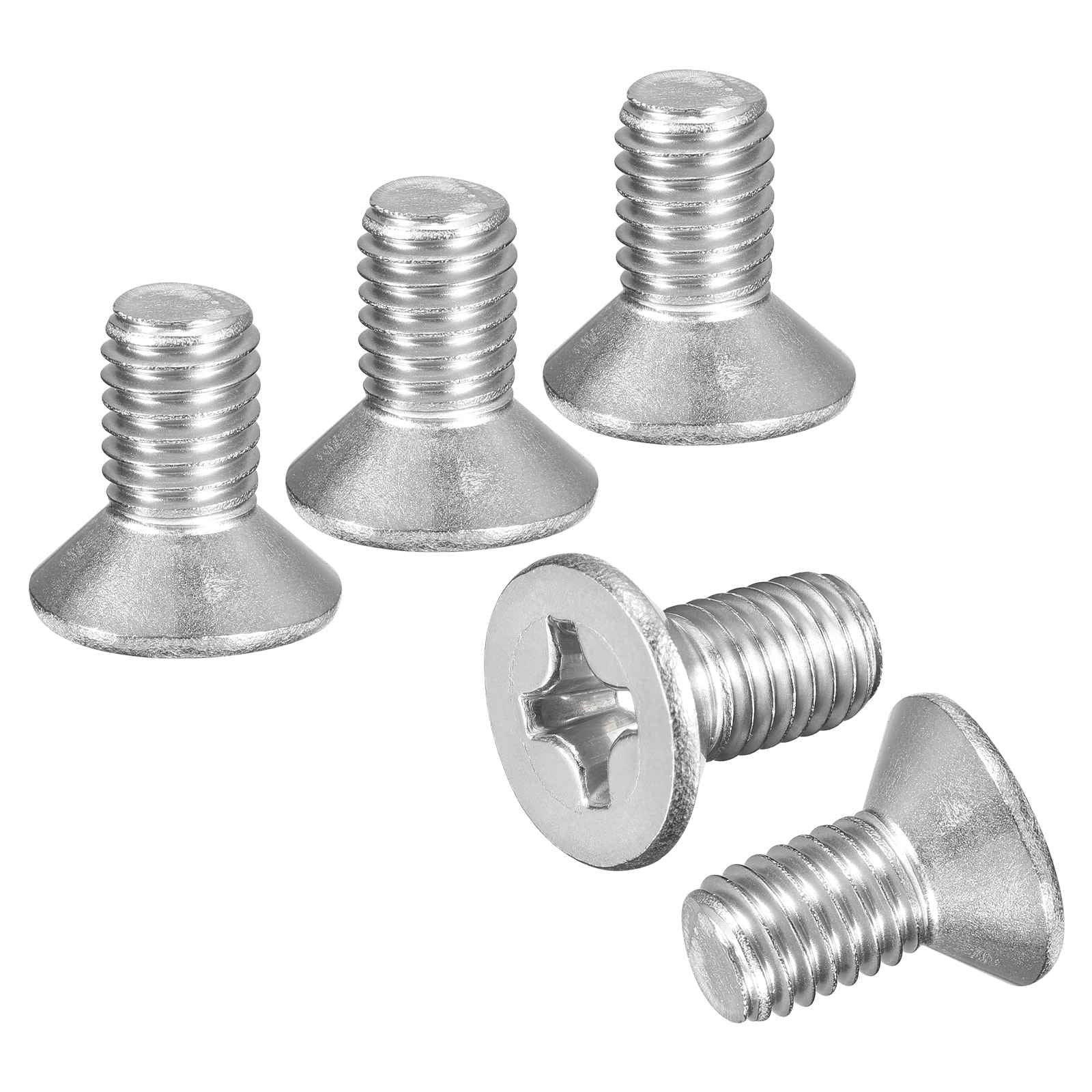 DTGN M8-1.25x16 Phillips Countersunk Head Bolt - 10pcs - Good for Outdoor Machinery Fastening Maintenance - 304 Stainless Steel Flat Head Machine Screw Bolt - Silver Color