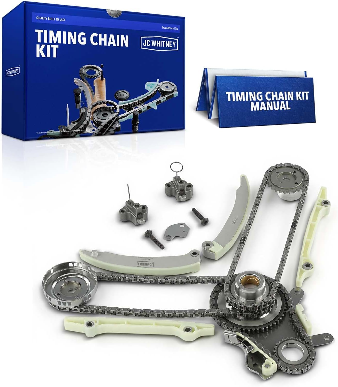 JC Whitney JFBAJCWTCK00015 Engine Timing Chain Kit with Tensioner - Fits SOHC V8 4.7L - Compatible with Ram 1500 11-13, Dakota 2011, Jeep Grand Cherokee 07-10, Commander 07-10