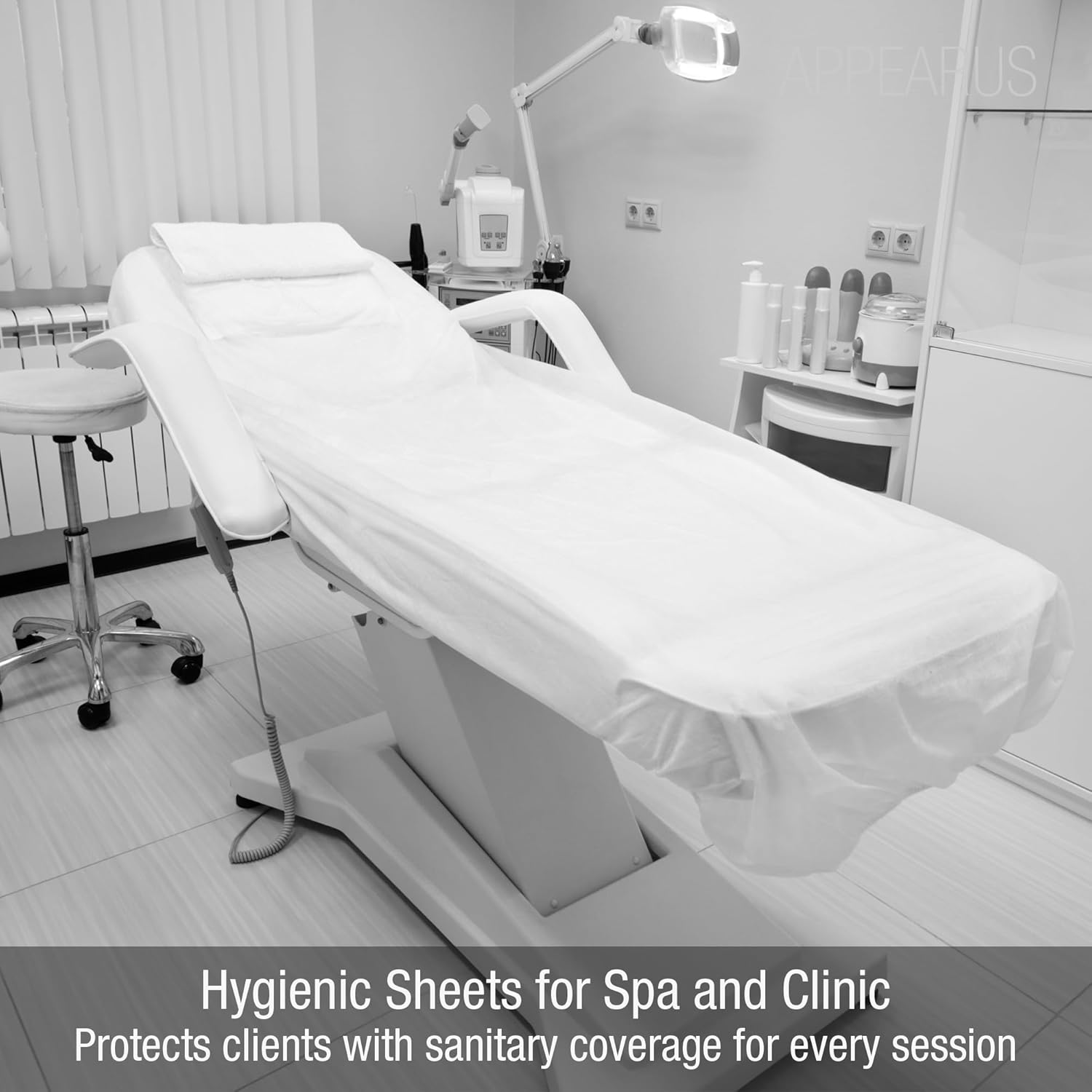 Disposable Fitted Massage Table Sheets 10 Pack 76x36x6 for Spa Bed Esthetician Chair White Non Woven Elastic Protective Covers for Tattoo Facial Lash and Waxing APPEARUS