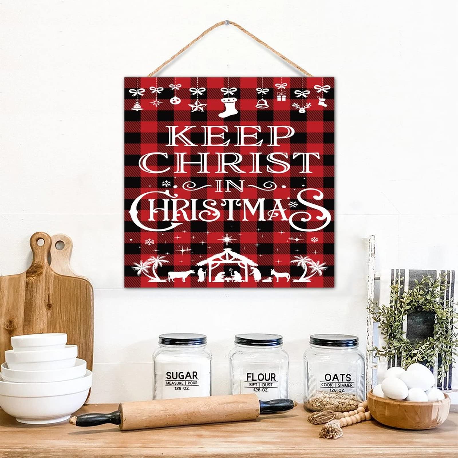 Panneau Keep Christ in Christmas pour décorer votre porche en bois antique