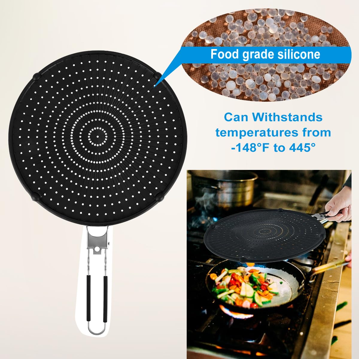 Splatter Screen For Frying Pan, Grease Splatter Guard, Heat