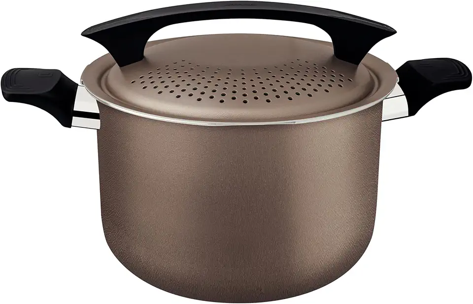 Espagueteira Tramontina Milazzo em Alumínio com Revestimento Interno e Externo em Antiaderente Starflon Max Amêndoa 22 cm