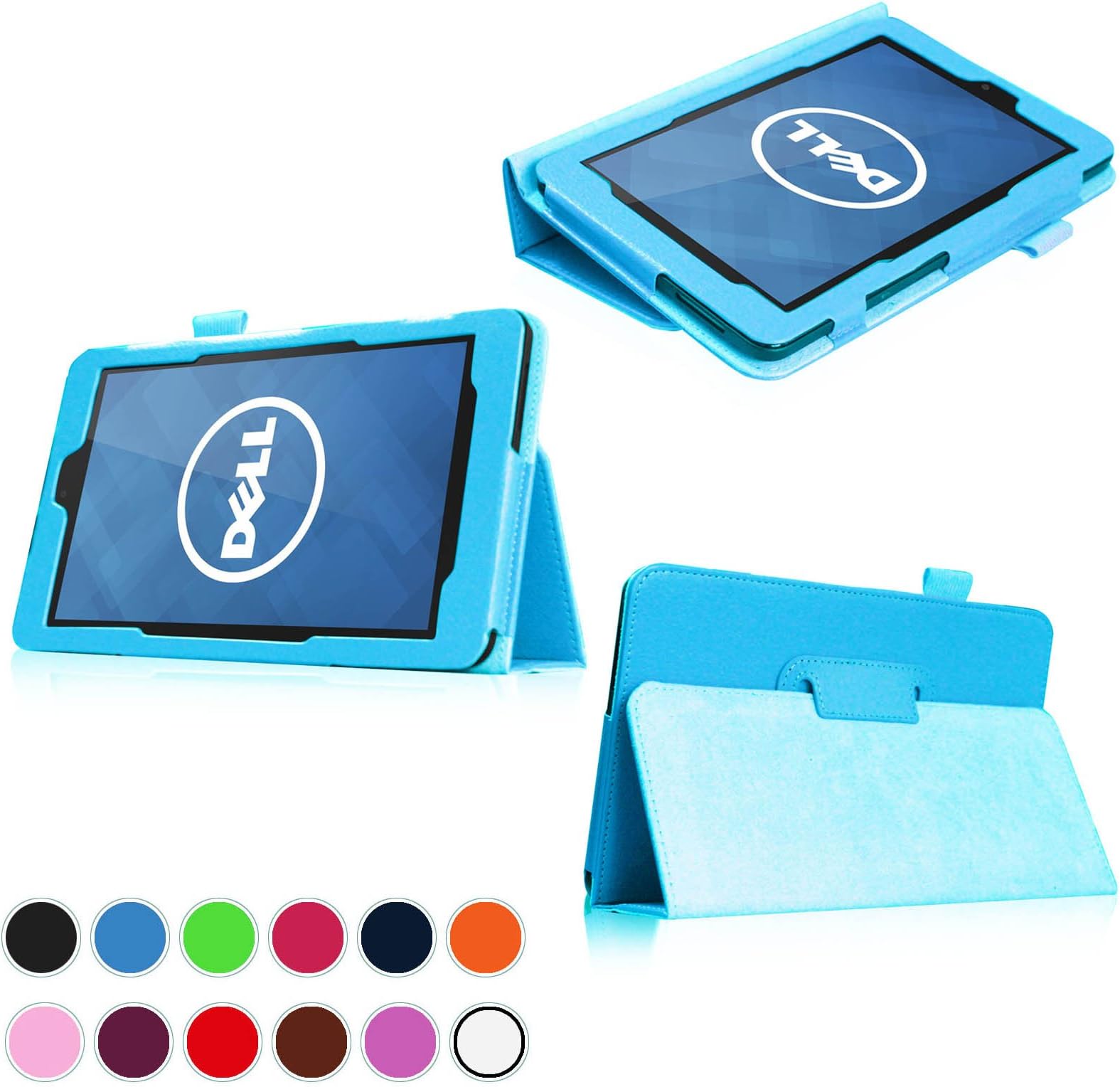Intellishop Online (Blue) Folio Leather Stand Cover Case for Dell Venue 7 Android Tablet