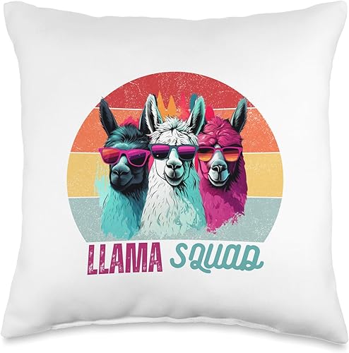 Llama Squad - Almohada a todo color para gafas de sol, 16 x 16, multicolor