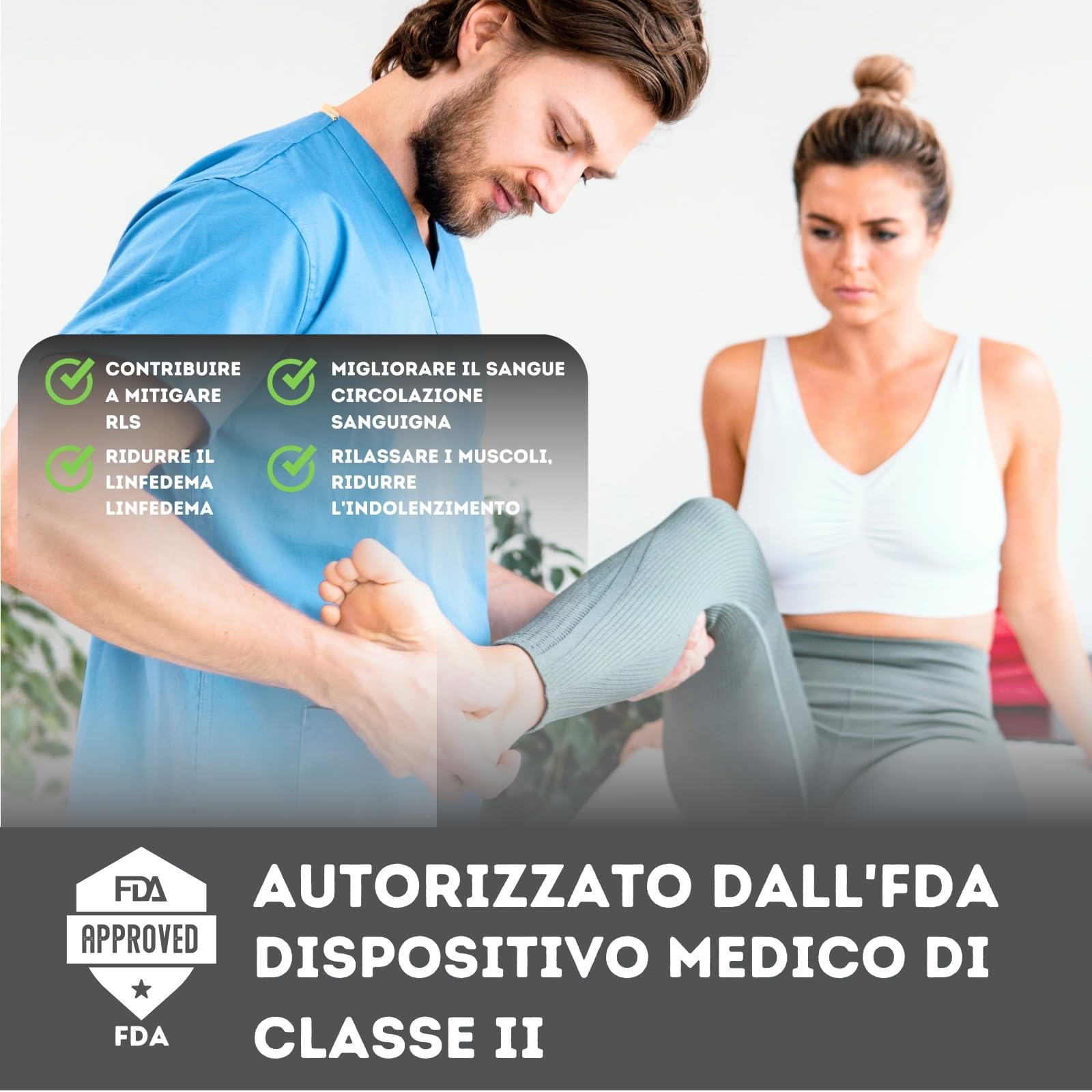 Pressoterapia per Casa, Massaggiatore Gambe Senza Fili e Ricaricabile, Linfodrenaggio per Circolazione, Sollievo dal Dolore, Rilassamento Muscolare e Recupero, Batteria 4 Ore (L)