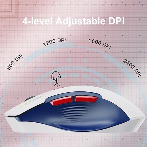 Miniatura 4 de Mouse inalámbrico, mouse recargable 2.4G USB (nivel de batería visible), mouse ergonómico para computadora, 3 niveles DPI, ratones inalámbricos