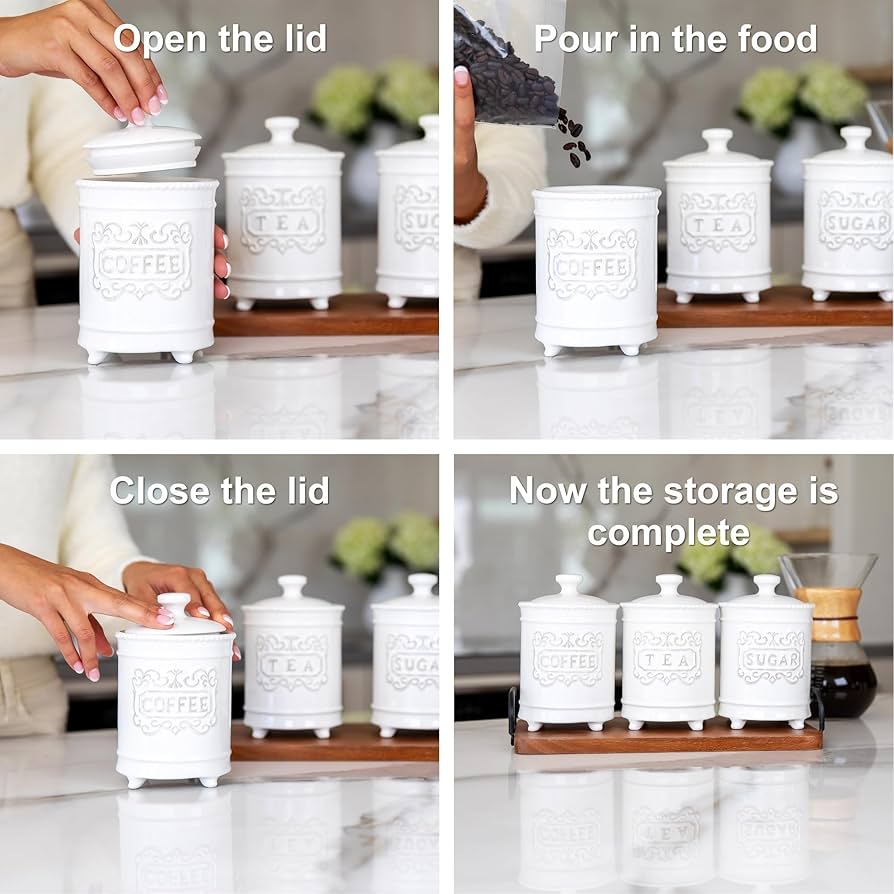 Amazon.com: 25DOL 25 Ounce Elegant Ceramic Kitchen Canisters Set