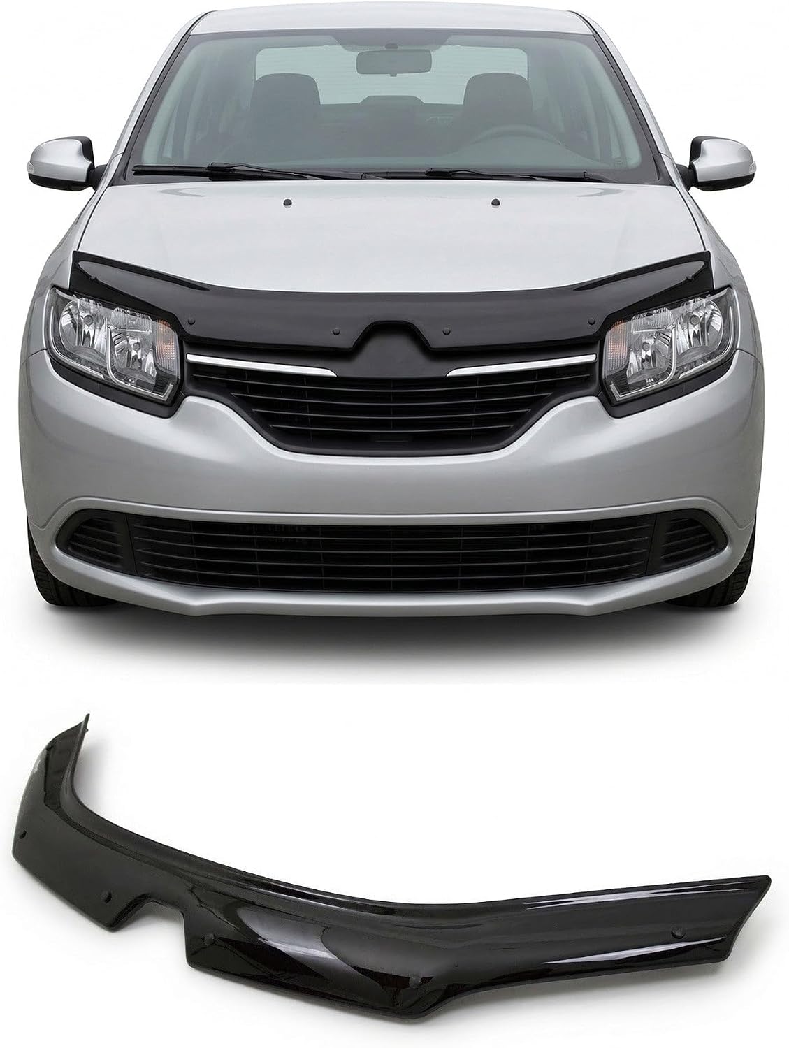 Hood Deflector Guard fits Renault Symbol 2013-2026 EU Bugflector Bug & Bonnet Shields, Black ABS Hood Protector, Protects from Particles & Bug, All Weather Car Exterior Accessories