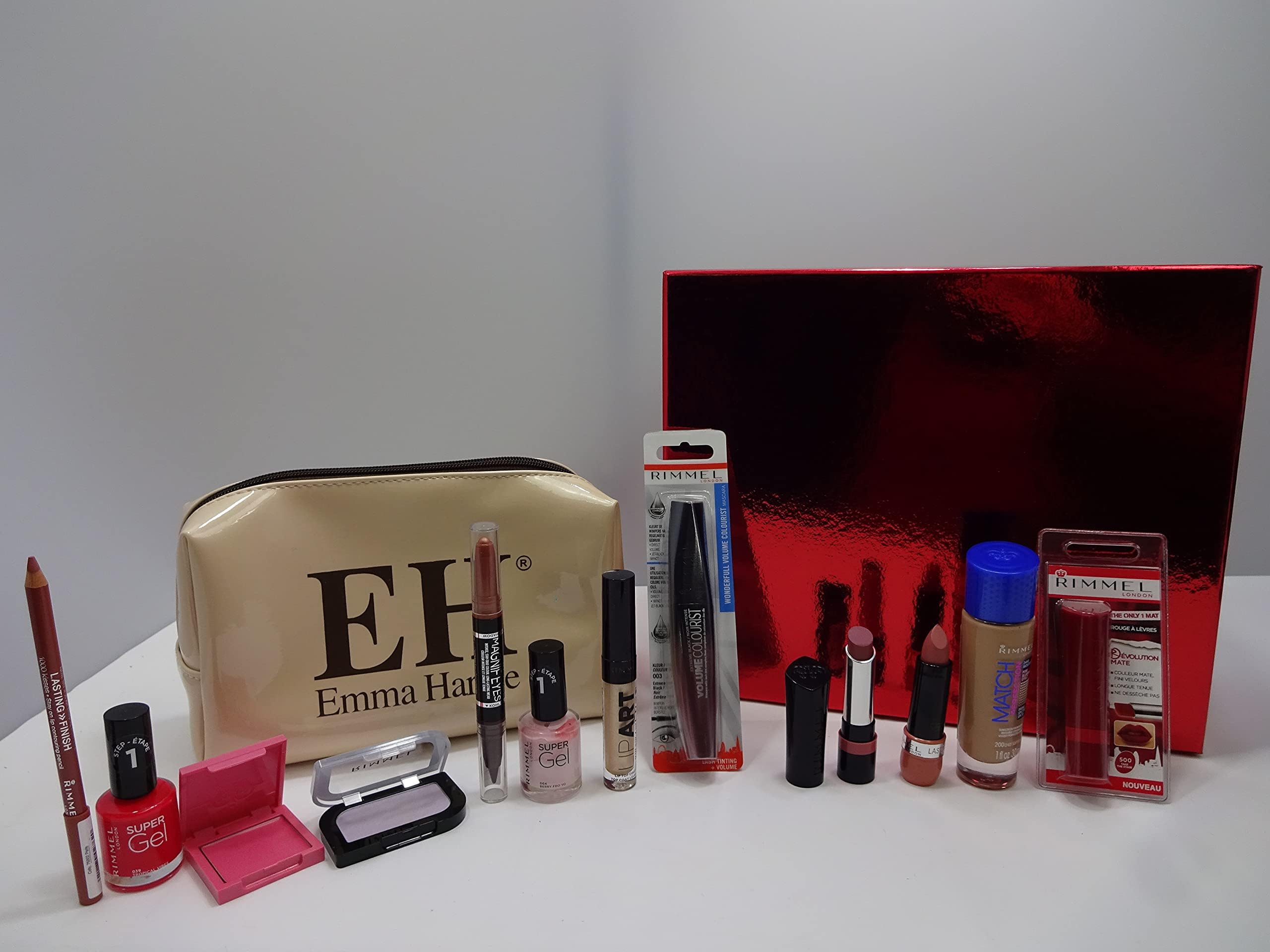 Rimmel London Lot de 12 boîtes de beauté de luxe avec trousse de maquillage EH