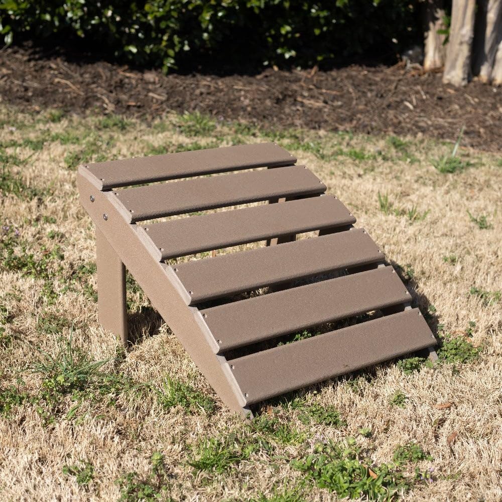 TITAN GREAT OUTDOORS Everwood Hilltop Driftwood Curve Back Poly Adirondack Ottoman